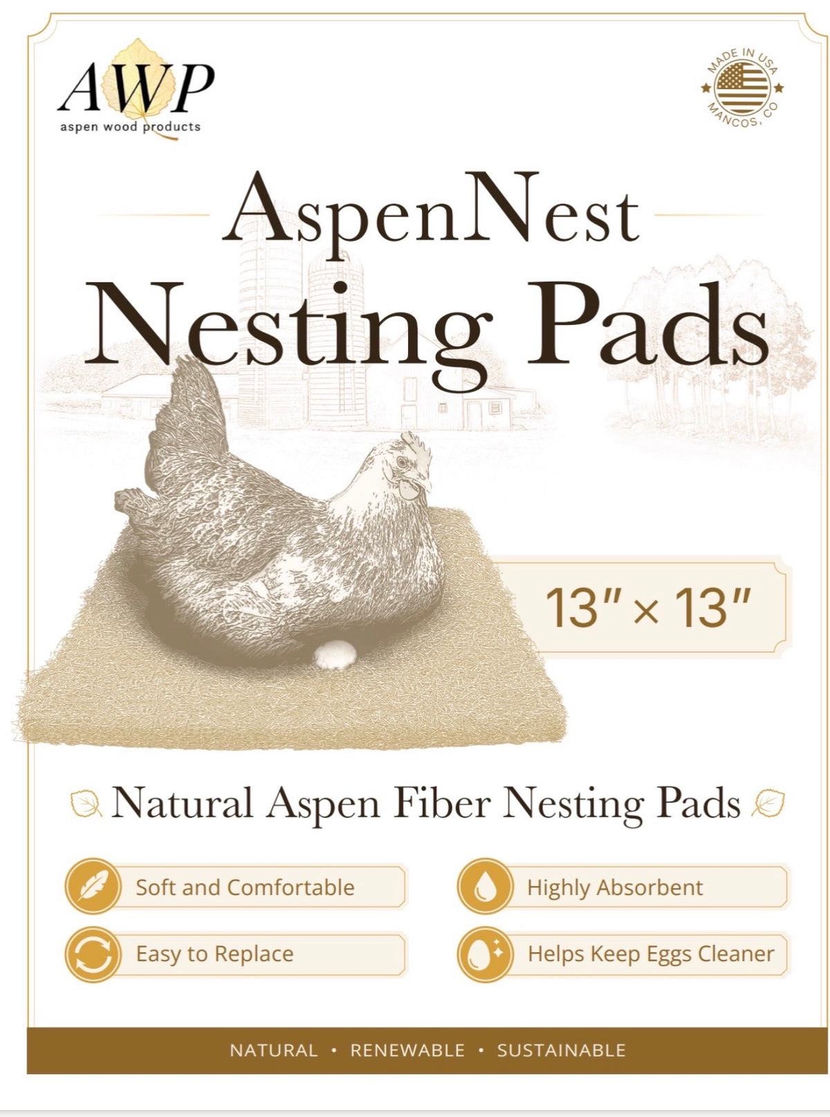 AspenNest Nesting Pads – 13" x 13" | 12-Pack